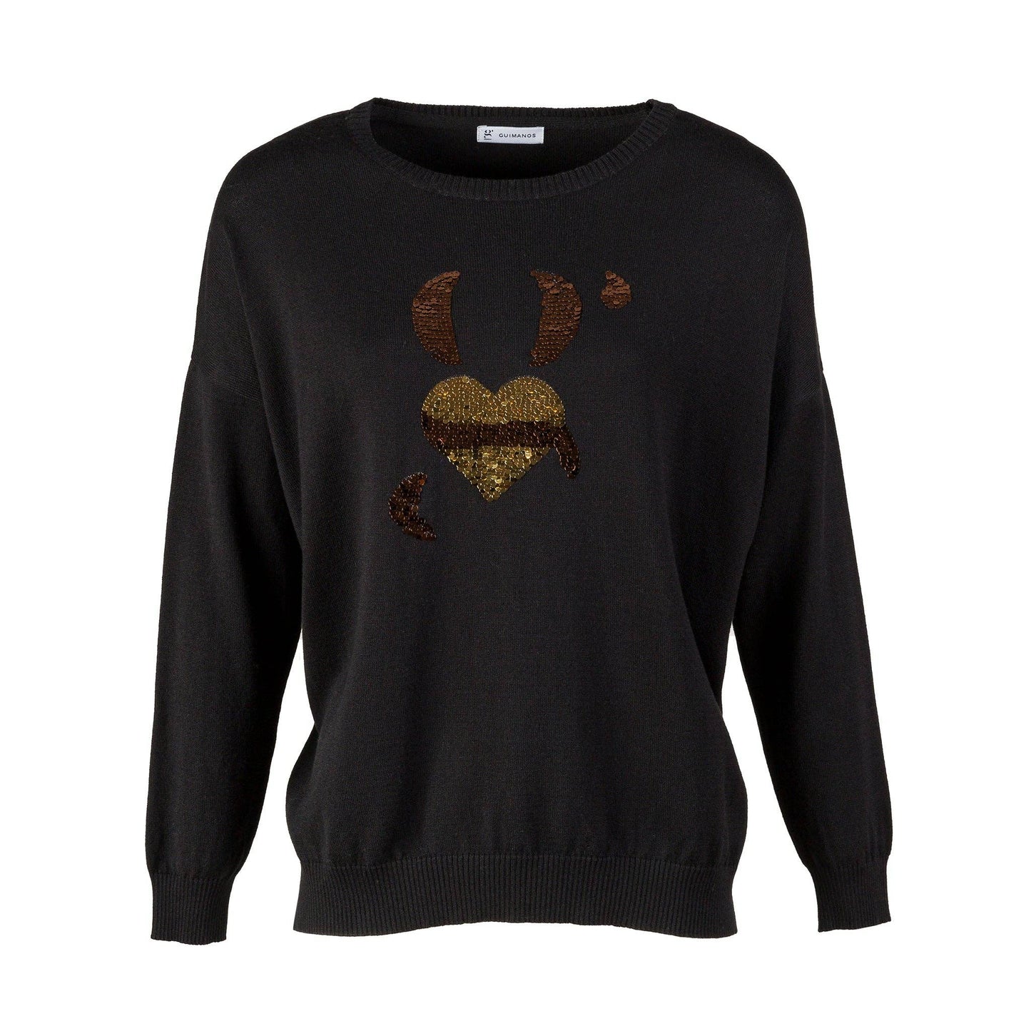 Maglione in maglia con paillettes a cuore