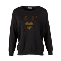 Maglione in maglia con paillettes a cuore