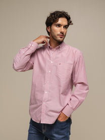 Camicia uomo a righe in cotone misto