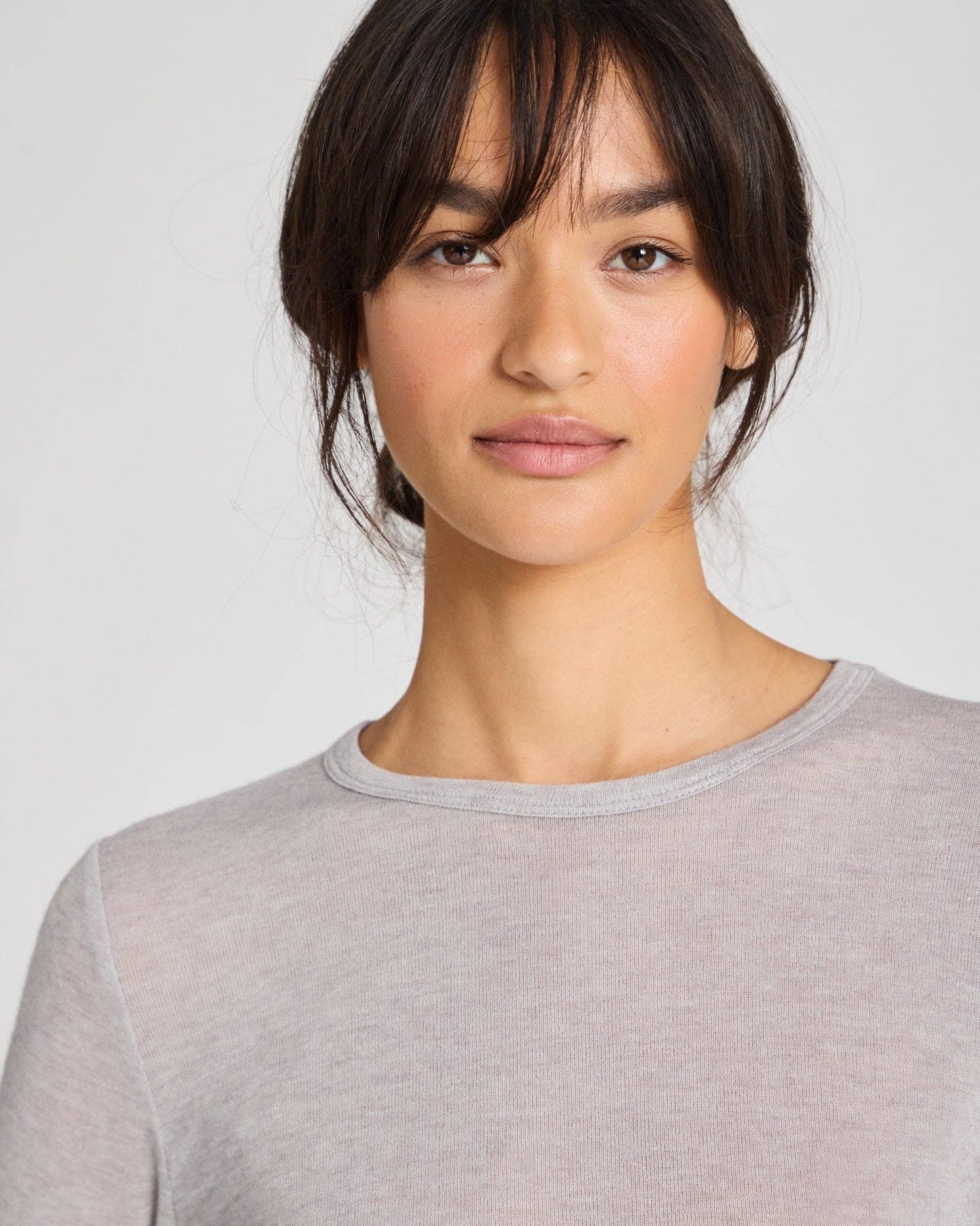 Maglia a maniche lunghe Thyra in lana grigio mélange chiaro