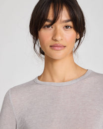 Maglia a maniche lunghe Thyra in lana grigio mélange chiaro