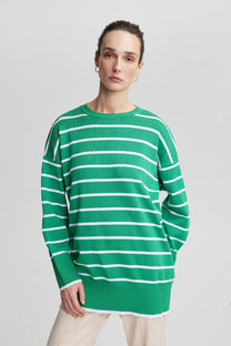 Maglione oversize a righe verde