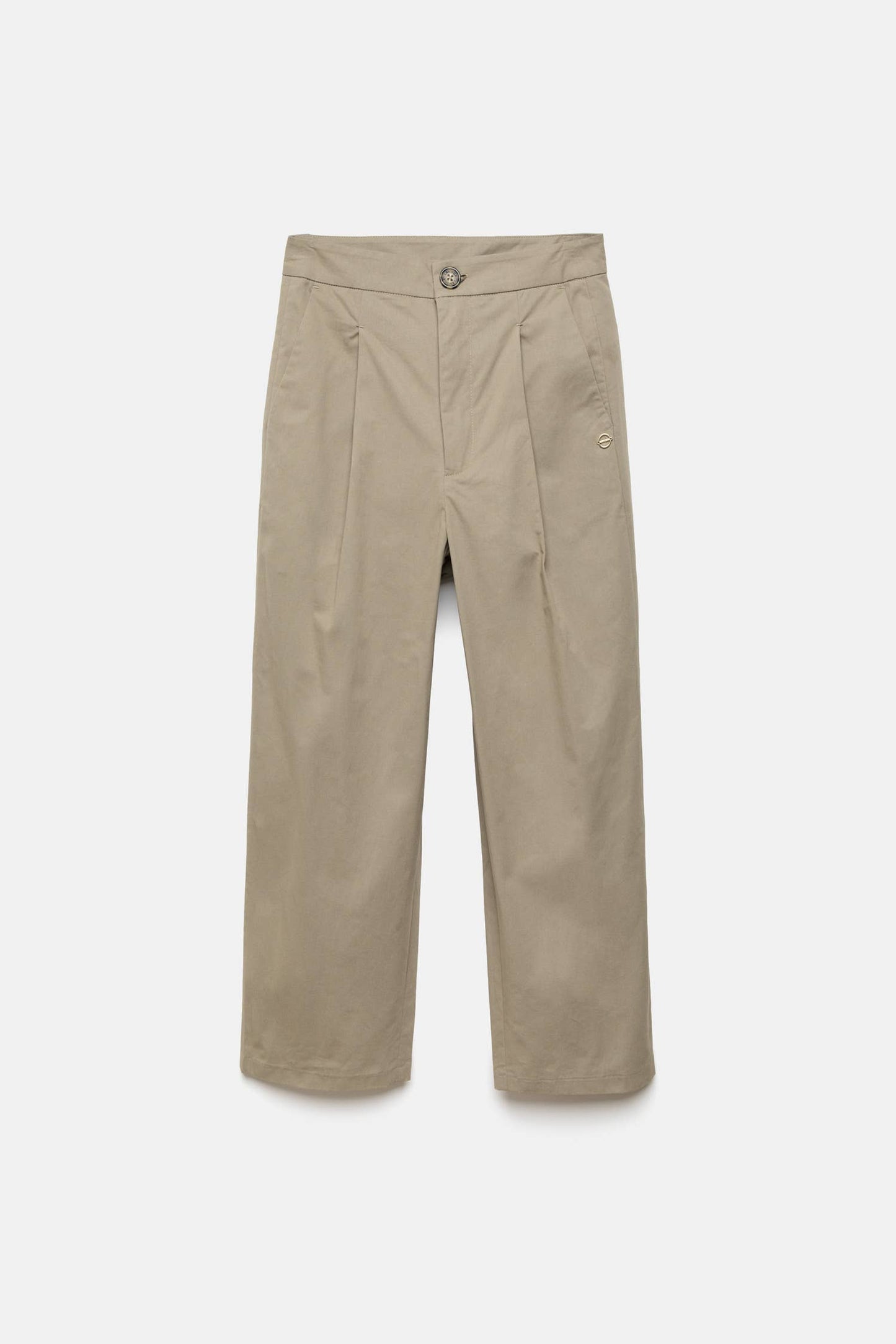 Pantaloni a sigaretta con pieghe in cotone