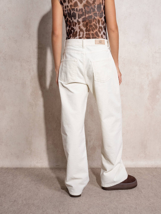 Pantaloni wide leg in cotone testurizzato