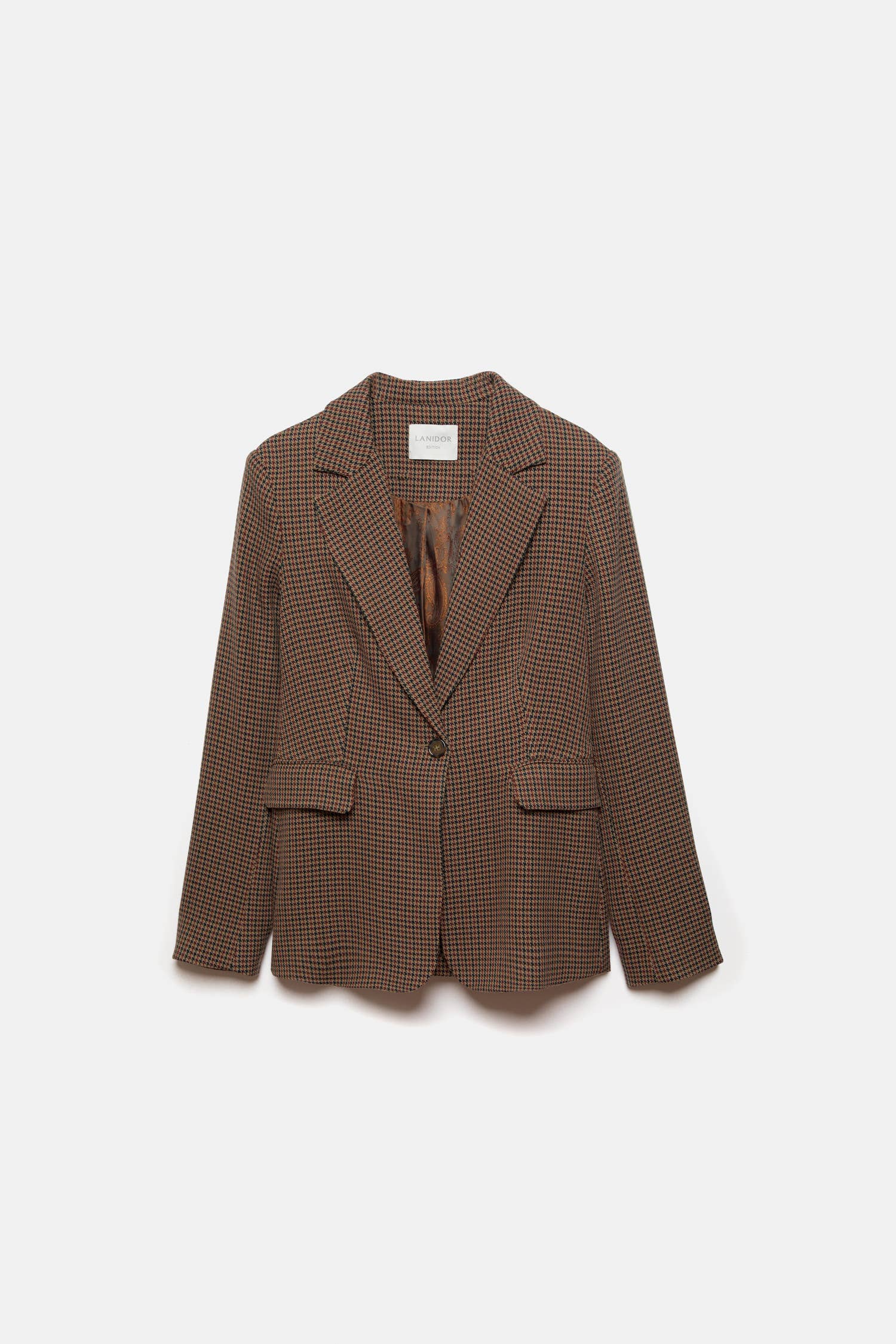 Blazer pied de poule con chiusura a bottone