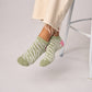 Calzini bassi glitterati zebrati in cotone pettinato verde e bianco