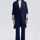 Tunica con collo arricciato blu navy