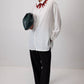Camicia oversize in misto cotone bianca