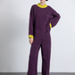 Pantaloni in maglia viola con coulisse