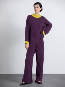 Pantaloni in maglia viola con coulisse