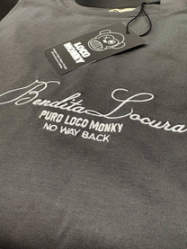 T-shirt Bendita Locura con ricamo Loco Monky grigio scuro