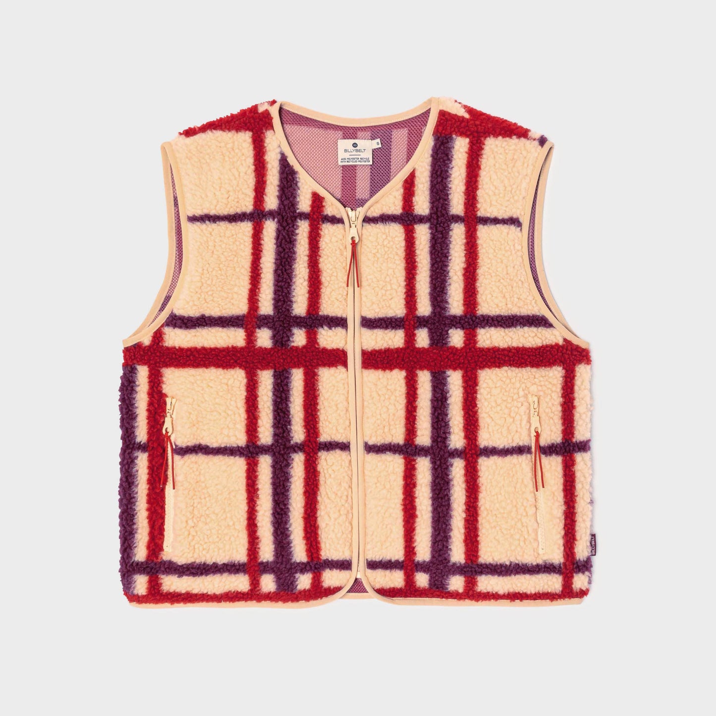 Gilet donna sherpa a quadri con zip