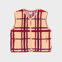 Gilet donna sherpa a quadri con zip