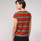 Maglione a righe a maniche corte con scollo a V