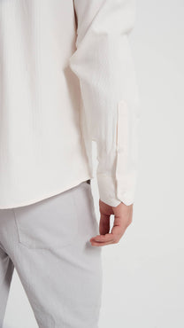 Camicia slim fit in piqué color avorio
