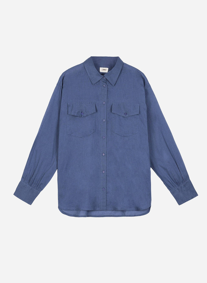 Camicia Soumaya indaco in popeline di cotone