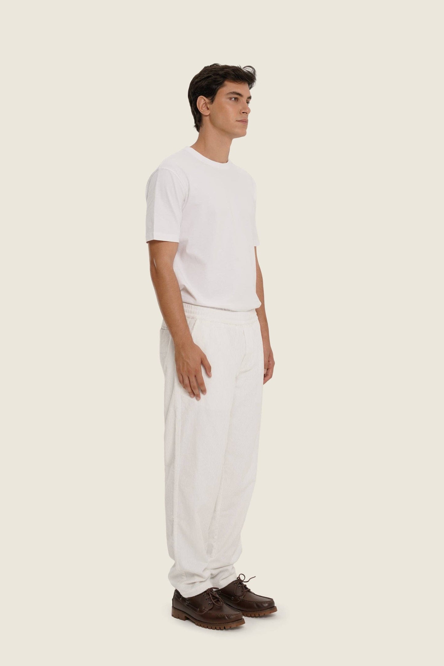 Pantaloni in velluto a coste bianchi unisex
