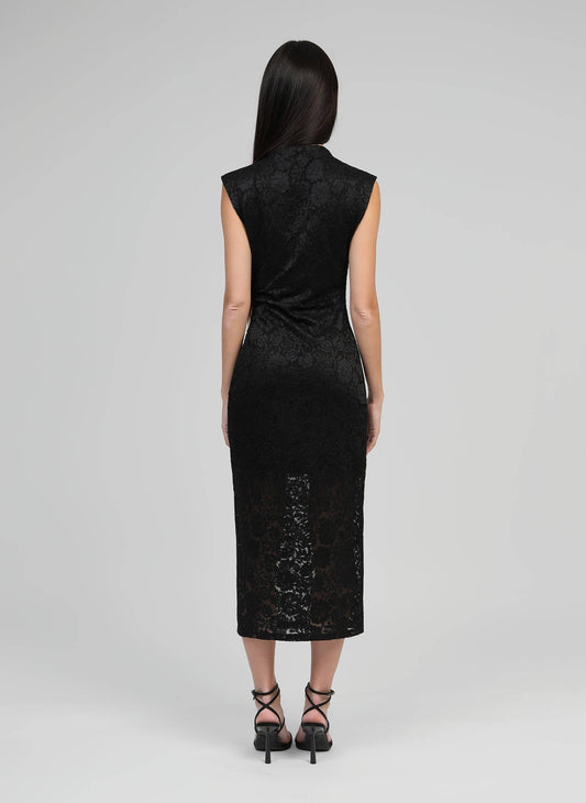 Abito midi Elinor nero in pizzo