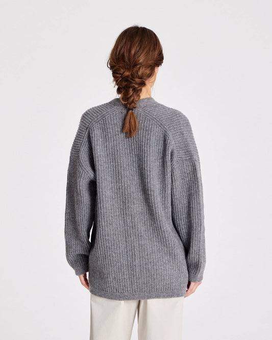 Cardigan Mette in lana d’agnello GOTS grigio melangé