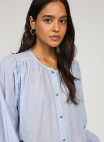 Blusa Sajona a righe blu