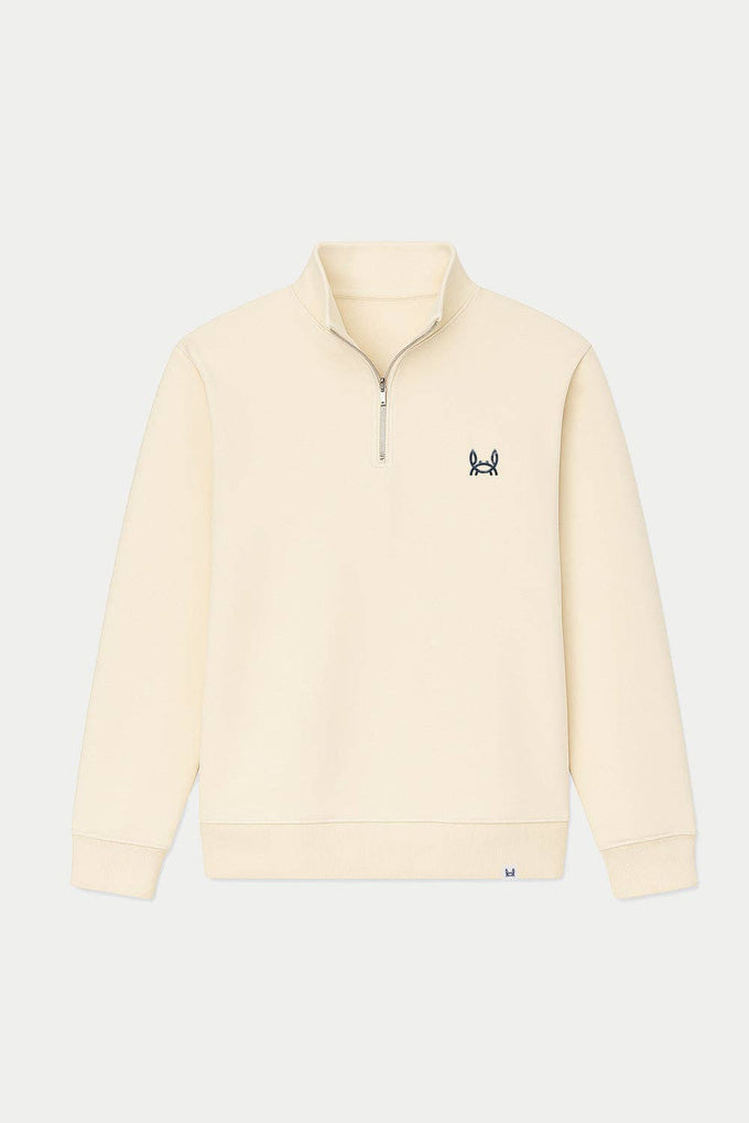 Felpa mezza zip essenziale in cotone biologico beige
