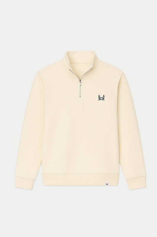 Felpa mezza zip essenziale in cotone biologico beige