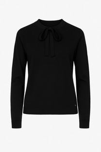 Maglia sottile con fiocco al collo