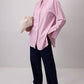 Camicia a righe rosa con polsini ampi
