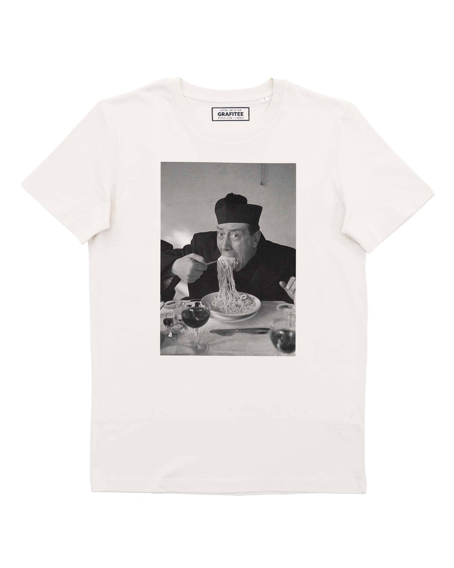 T-shirt unisex Don Camillo con stampa fotografica in bianco e nero