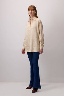 Camicia jacquard in viscosa e rayon