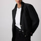 Blazer gessato nero con bottoni metallici