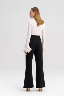 Pantaloni a vita alta in jersey con spacchi frontali