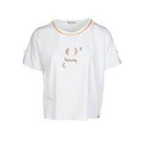 T-shirt con applicazione G in strass