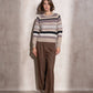 Maglione jacquard a righe multicolor