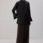 Camicia in raso nera con polsini maxi