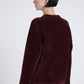 Maglione girocollo effetto peluche bordeaux