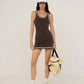 Borsa sportiva a tracolla bicolor beige e marrone