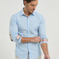 Camicia slim fit azzurro cielo con toppe ai gomiti