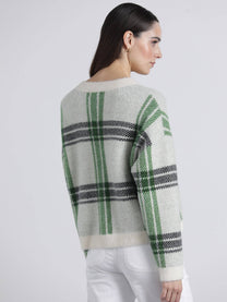 Cardigan in maglia a quadri con bottoni e tasche