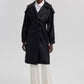 Cappotto trench effetto raso nero con cintura