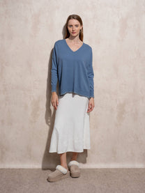 Maglione a maglia con scollo a V in viscosa con lurex
