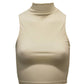 Top donna a collo alto in cotone elasticizzato