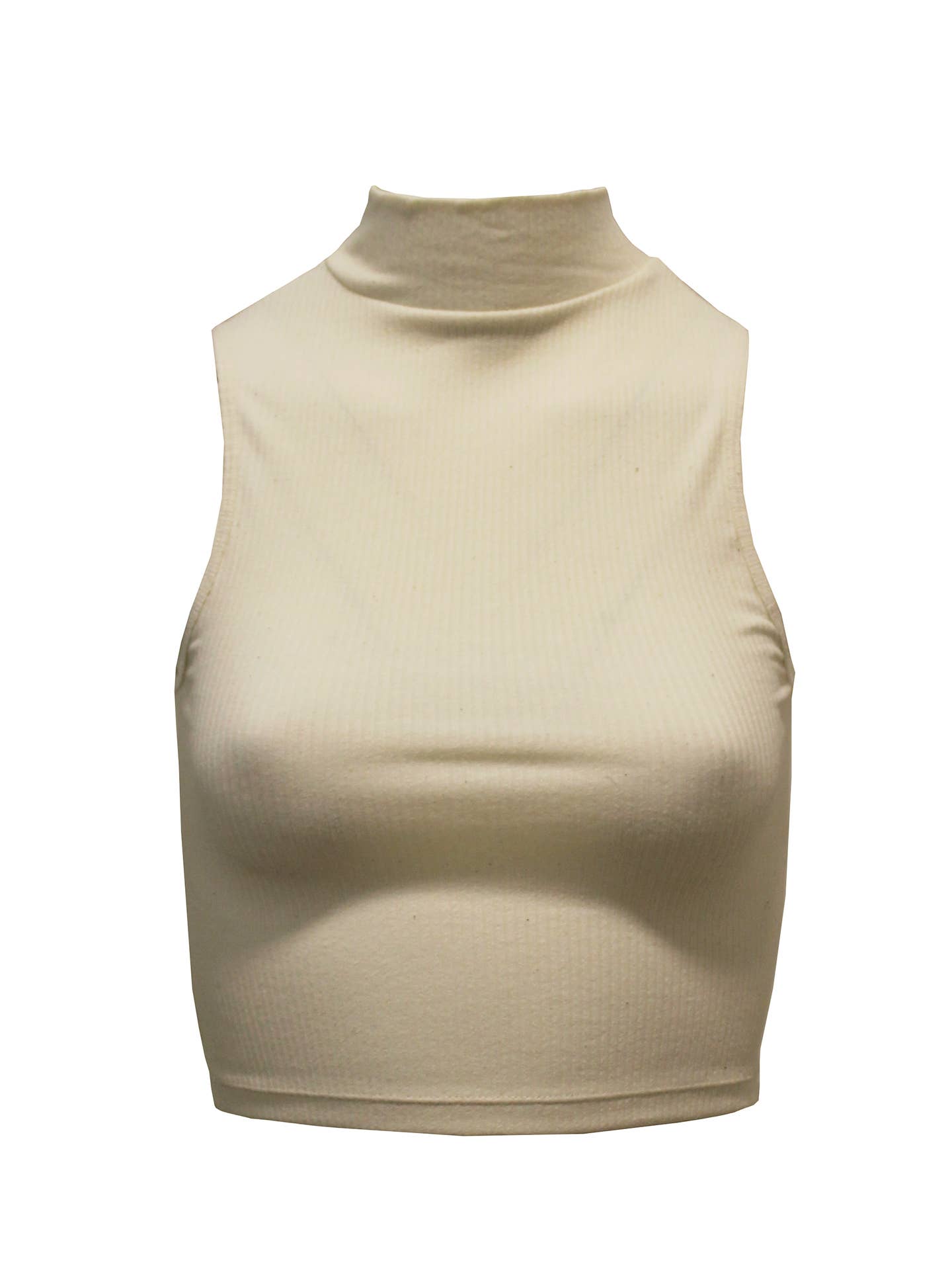 Top donna a collo alto in cotone elasticizzato