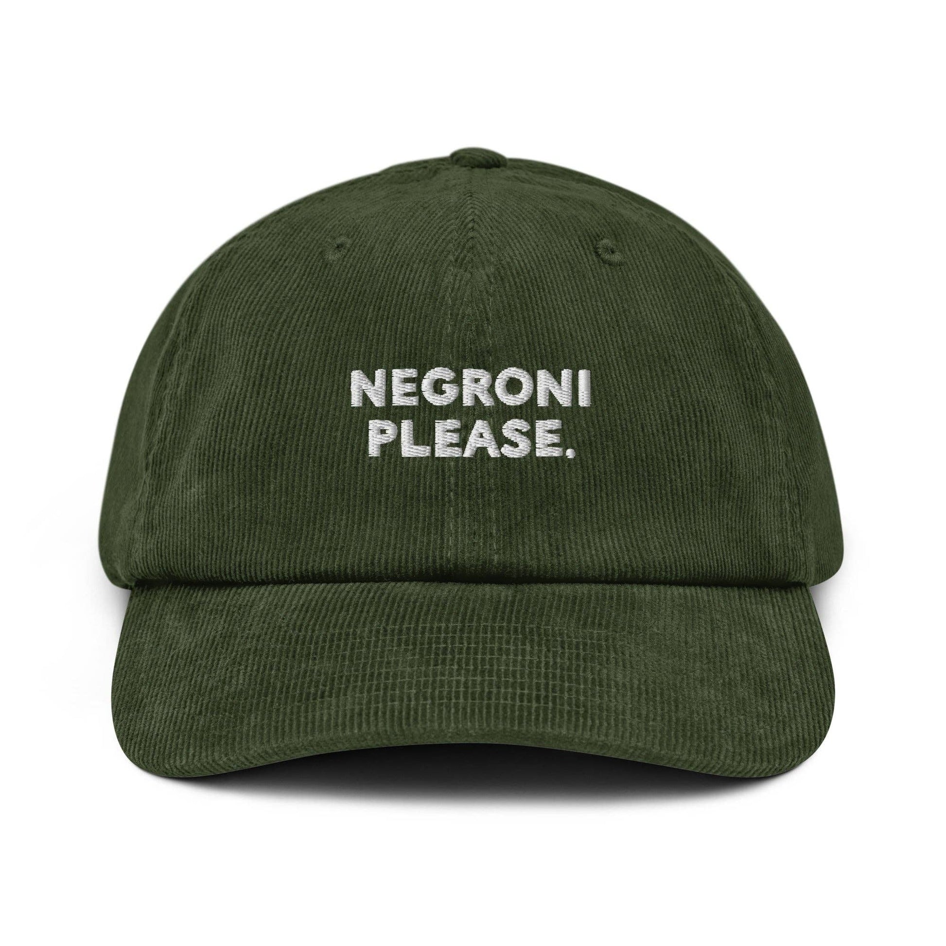 Cappellino dad hat in velluto a coste con ricamo “Negroni Please”