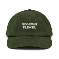 Cappellino dad hat in velluto a coste con ricamo “Negroni Please”