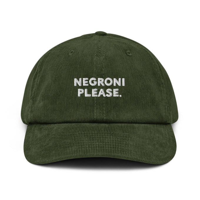 Cappellino dad hat in velluto a coste con ricamo “Negroni Please”