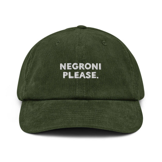 Cappellino dad hat in velluto a coste con ricamo “Negroni Please”