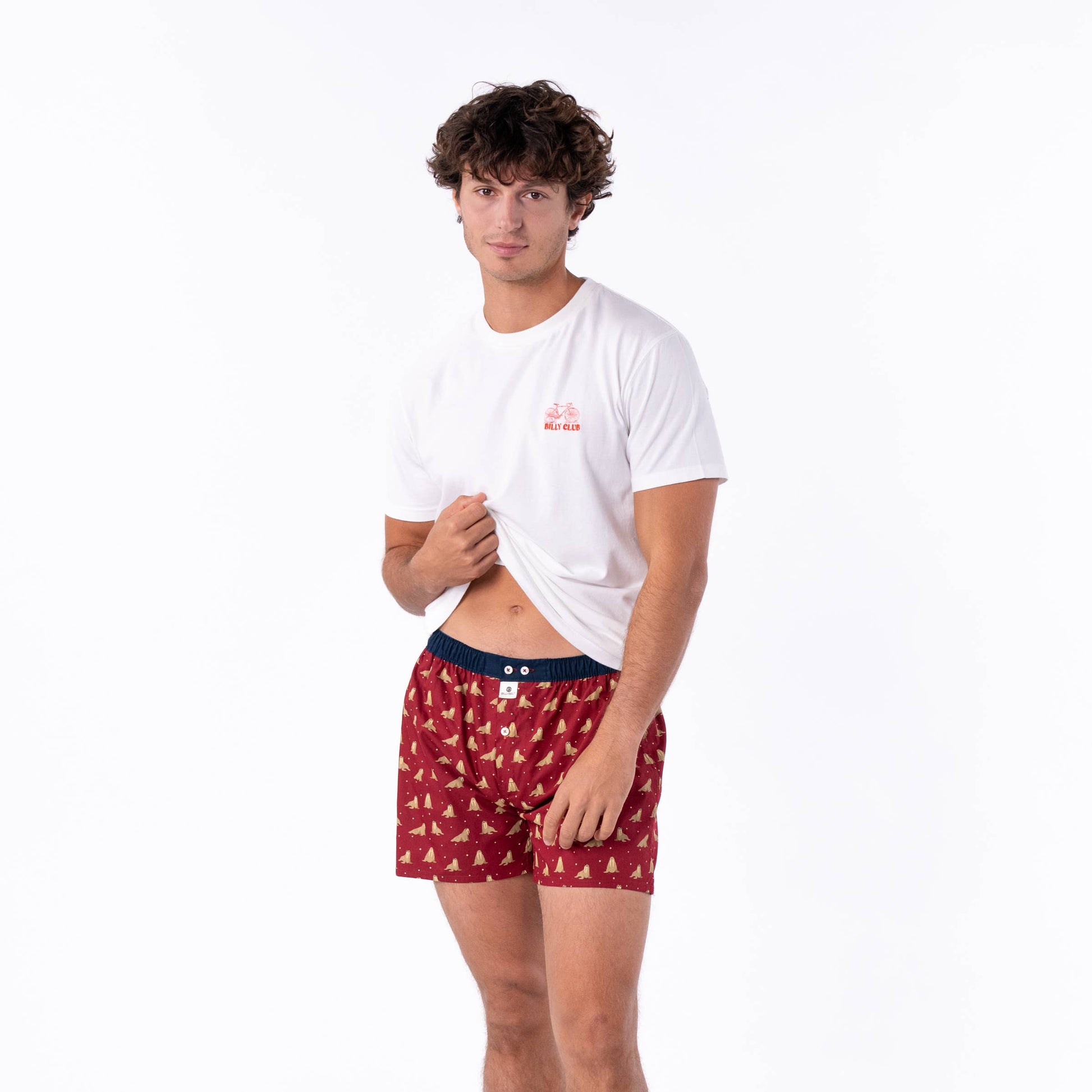 Boxer in cotone biologico con stampa trichechi