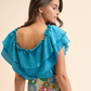 Top elasticizzato Folho con rouches e fiocco