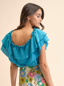 Top elasticizzato Folho con rouches e fiocco